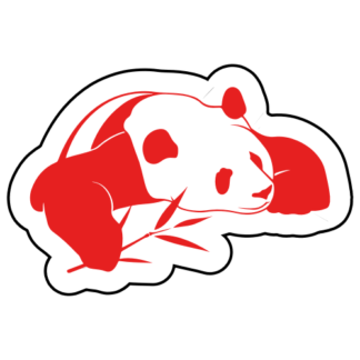 Panda And His Bamboo Sticker (Red)